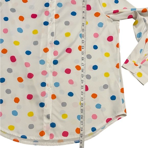 MISSLOOK White with Colorful Polka Dots Button Down  Long-Sleeve Blouse XXL NWOT - Picture 11 of 12